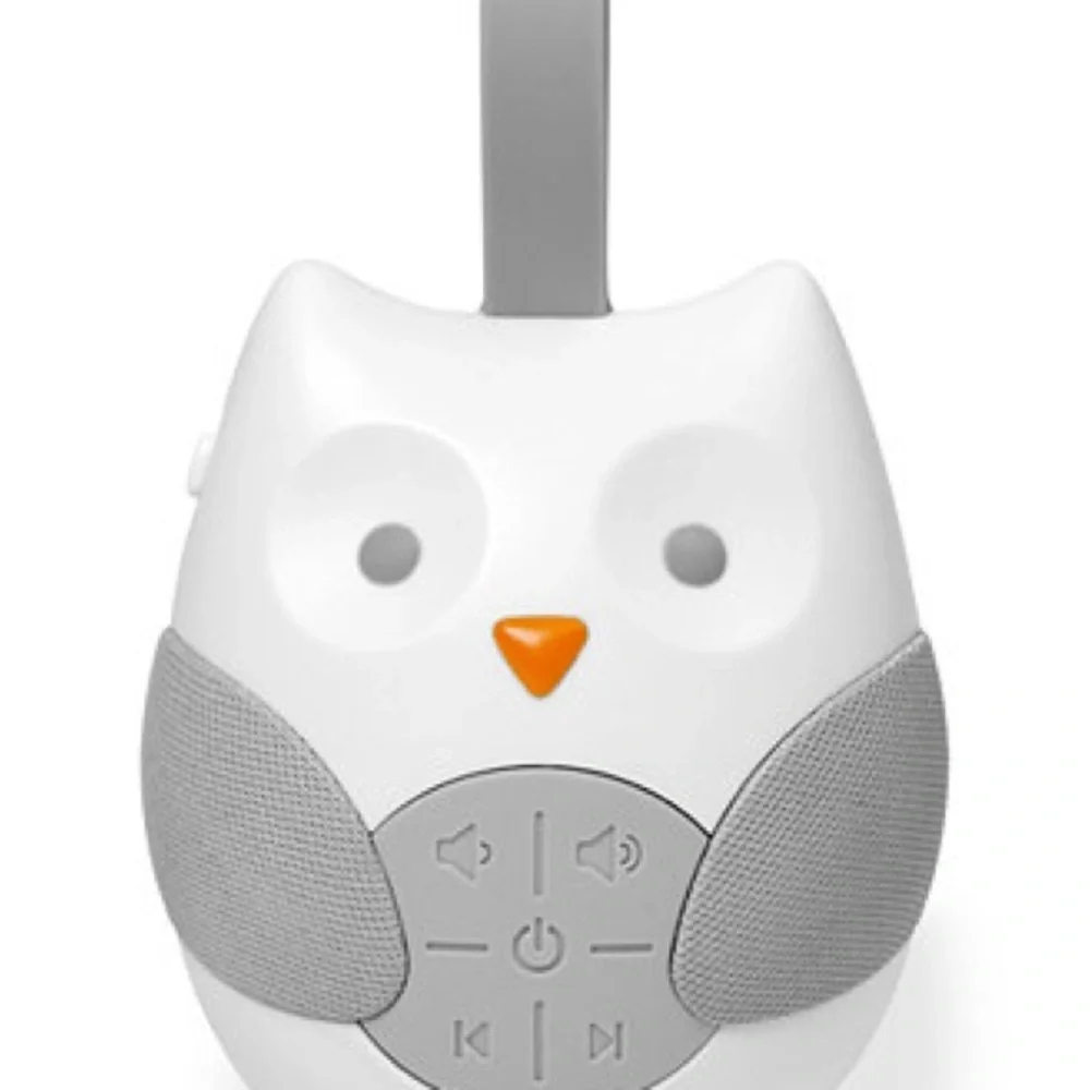 Skip Hop Owl Toy Speaker in White and Gray with Orange Accent